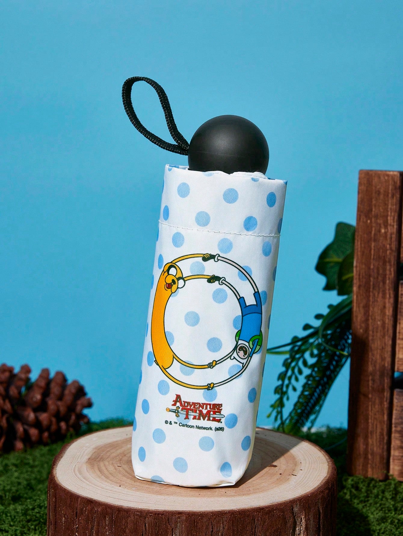 ADVENTURE TIME X Joivida 1pc Cute Cartoon Folding Umbrella Portable Compact Mini Umbrella With Sleeve, Lightweight Rain Sun Protection Umbrella For Women Travel Outdoor