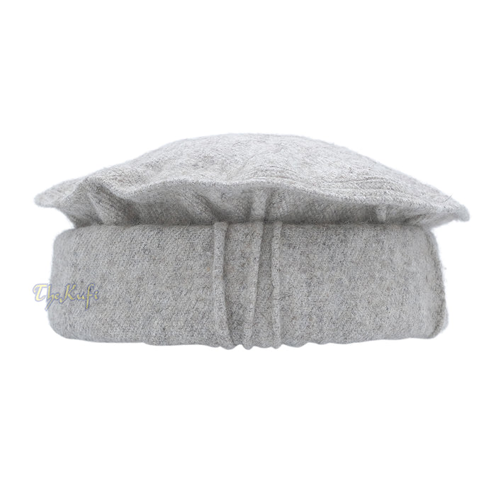 Afghani Hat Light Gray Stretchable Faux Wool Pakol Mujahidin Soft Traditional-style Kufi