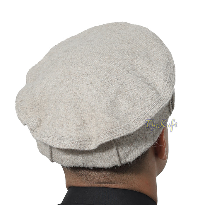 Afghani Hat Light Khaki - Traditional-style Stretchable Faux Wool Pakol Mujahidin Soft Kufi