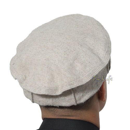Afghani Hat Light Khaki - Traditional-style Stretchable Faux Wool Pakol Mujahidin Soft Kufi