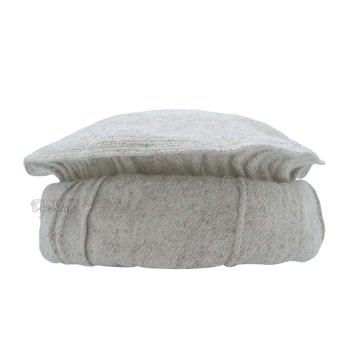 Afghani Hat Light Khaki - Traditional-style Stretchable Faux Wool Pakol Mujahidin Soft Kufi