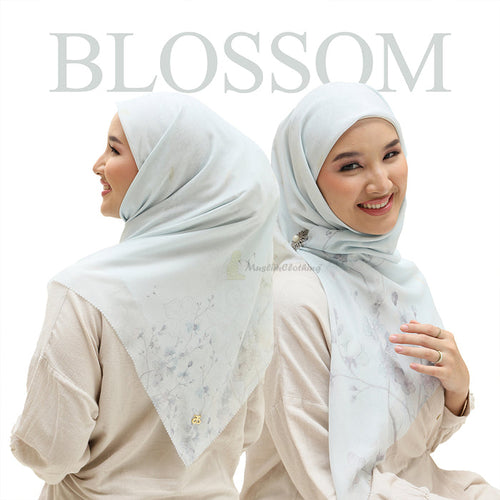 Aisyah Scarves® Bliss Light Blue Blossom Series Scarf Hijab