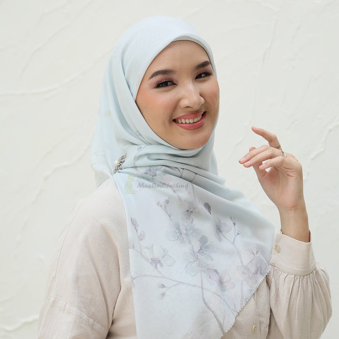 Aisyah Scarves® Bliss Light Blue Blossom Series Scarf Hijab