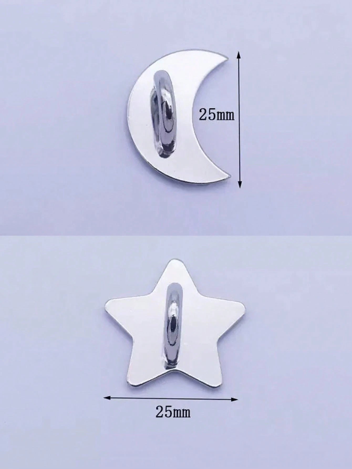 Alloy DIY Phone Case 2pcs Silver-Color Metal Heart, Star, Moon Snap Buttons, Suitable For DIY Phone Case Straps, Keychains, Bag Accessories, Keyring, Phone Lanyard, Handmade Decorative Jewelry Finding