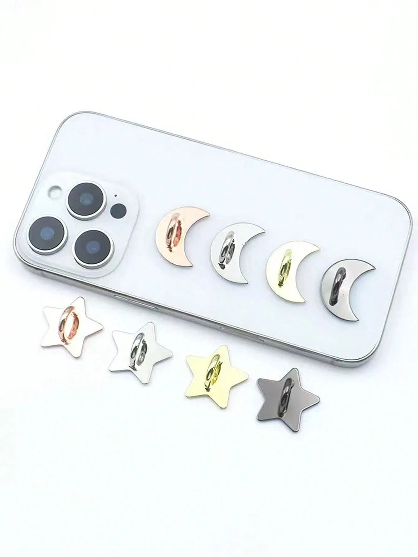 Alloy DIY Phone Case 2pcs Silver-Color Metal Heart, Star, Moon Snap Buttons, Suitable For DIY Phone Case Straps, Keychains, Bag Accessories, Keyring, Phone Lanyard, Handmade Decorative Jewelry Finding