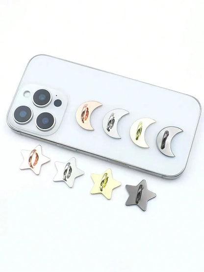 Alloy DIY Phone Case 2pcs Silver-Color Metal Heart, Star, Moon Snap Buttons, Suitable For DIY Phone Case Straps, Keychains, Bag Accessories, Keyring, Phone Lanyard, Handmade Decorative Jewelry Finding