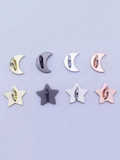 Alloy DIY Phone Case 2pcs Silver-Color Metal Heart, Star, Moon Snap Buttons, Suitable For DIY Phone Case Straps, Keychains, Bag Accessories, Keyring, Phone Lanyard, Handmade Decorative Jewelry Finding