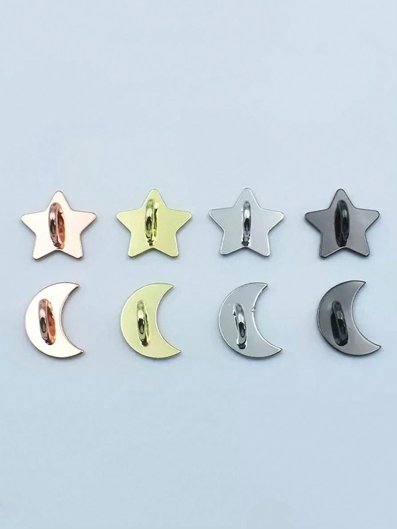 Alloy DIY Phone Case 2pcs Silver-Color Metal Heart, Star, Moon Snap Buttons, Suitable For DIY Phone Case Straps, Keychains, Bag Accessories, Keyring, Phone Lanyard, Handmade Decorative Jewelry Finding