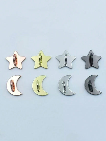 Alloy DIY Phone Case 2pcs Silver-Color Metal Heart, Star, Moon Snap Buttons, Suitable For DIY Phone Case Straps, Keychains, Bag Accessories, Keyring, Phone Lanyard, Handmade Decorative Jewelry Finding
