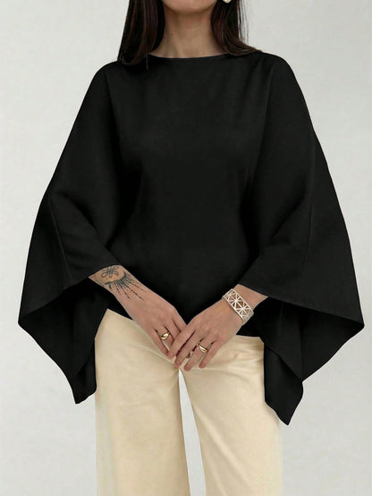 Aloruh Boat Neck Voluminous Sleeve Cinched Waist Commuter Shirt