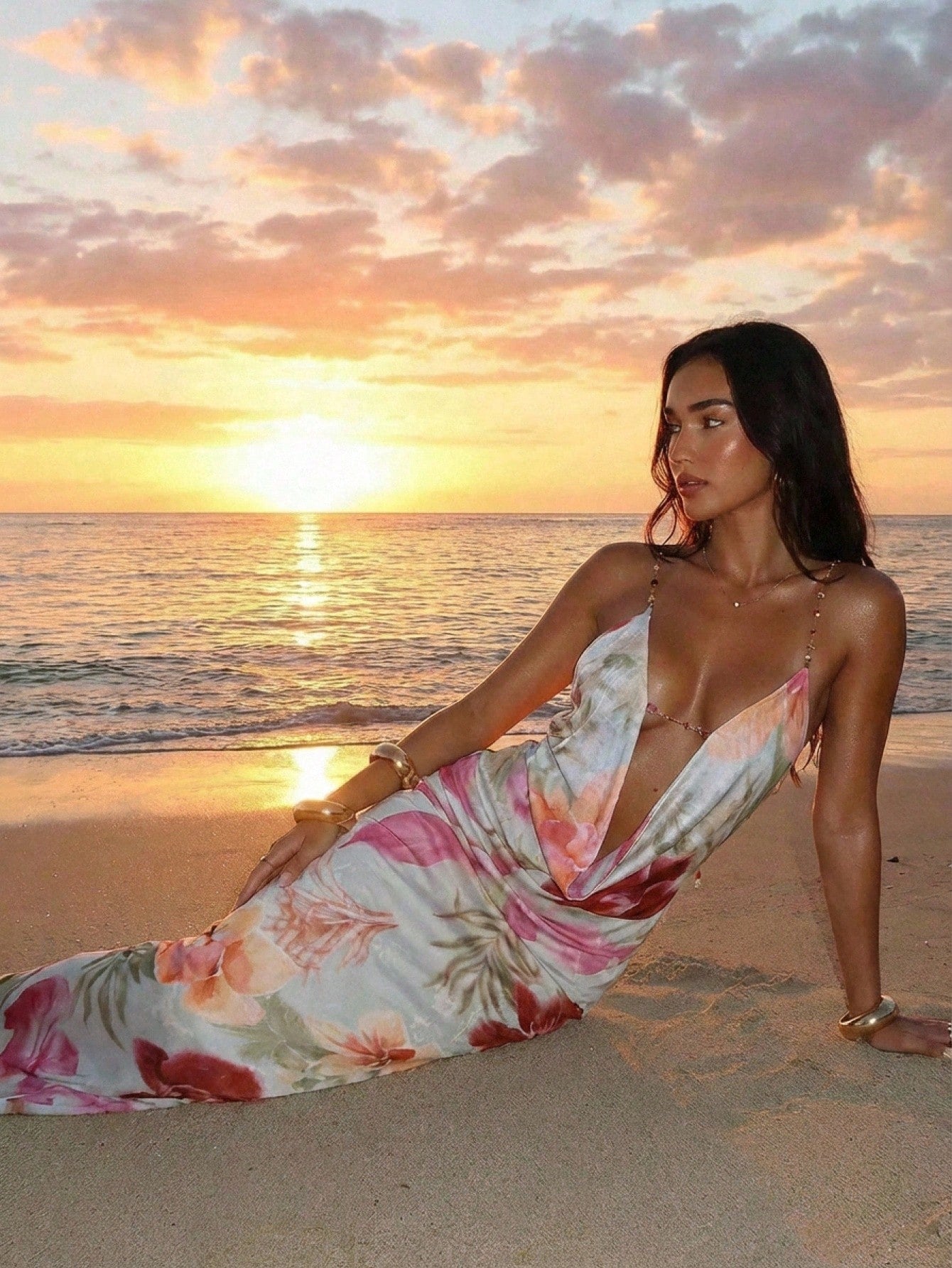 Aloruh Sexy Floral Print Backless Dress, Summer,Summer Dresses For Women