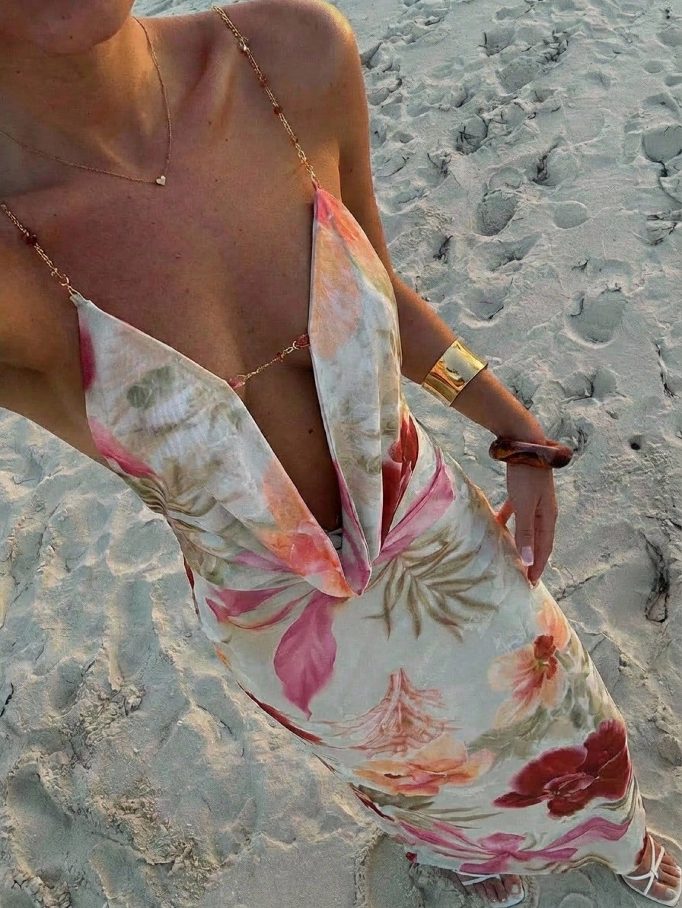Aloruh Sexy Floral Print Backless Dress, Summer,Summer Dresses For Women