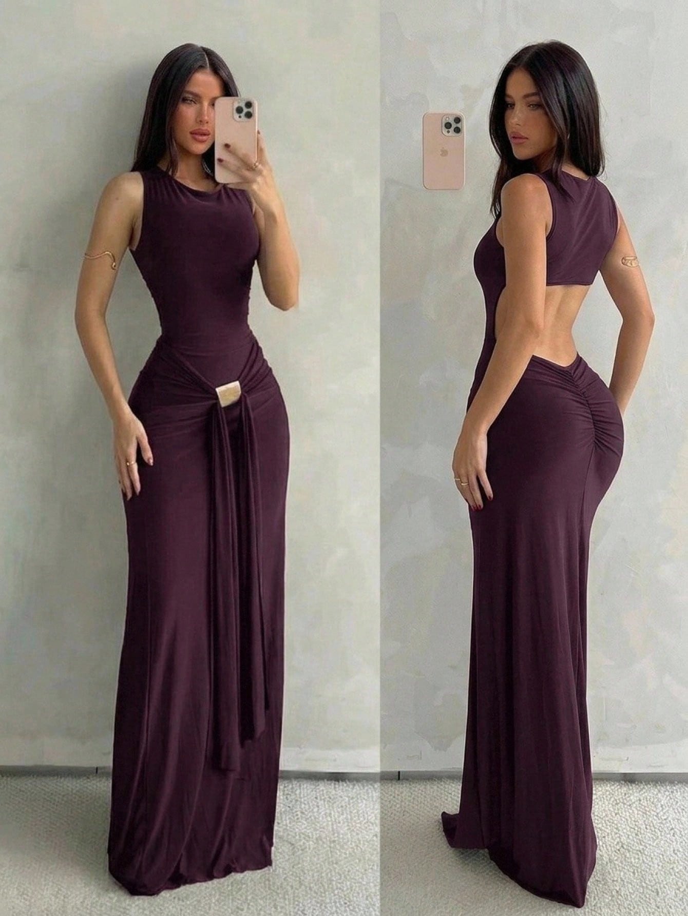 Aloruh Women's Olive Green Sleeveless Bodycon Dress With Fish Tail Hem, Suitable For Vacation, Spring/Summer Party,Wedding Guest,Graduation Dress