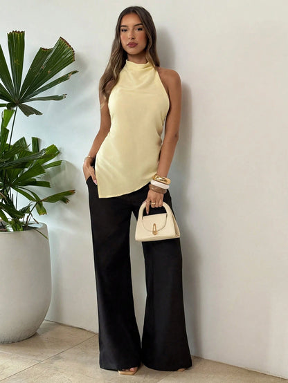 Aloruh Women's Sexy Brown Leopard Print Backless Spaghetti Strap Top, Suitable For Party Going Out Night Out, Commuting And Vacation Wear, Summer Style,Y2K