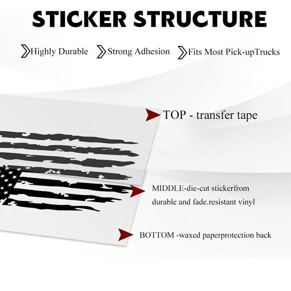 American Flag Stickers,20.47"X11.81"Vintage Stripe Decals American Flag Truck Tailgate Vinyl Decals,Suitable For Car Hoods,SUVs,Windows,Doors,Side Windshields,Car Sticker Decorations Car Sticker Decor