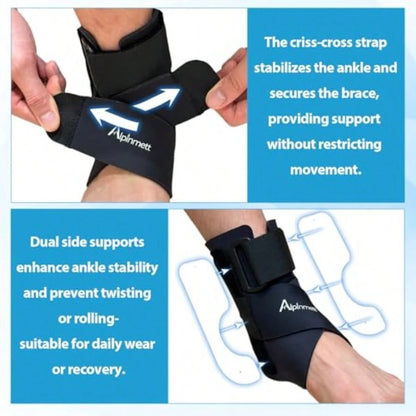 Ankle Brace For Men And Women, Compression Ankle Support Brace With Dual-Sided Plastic Stabilizers, Adjustable X-Strap And Open Heel For Sprain Recovery, Foot Discomfort, Sports And Daily Use 1 Pack