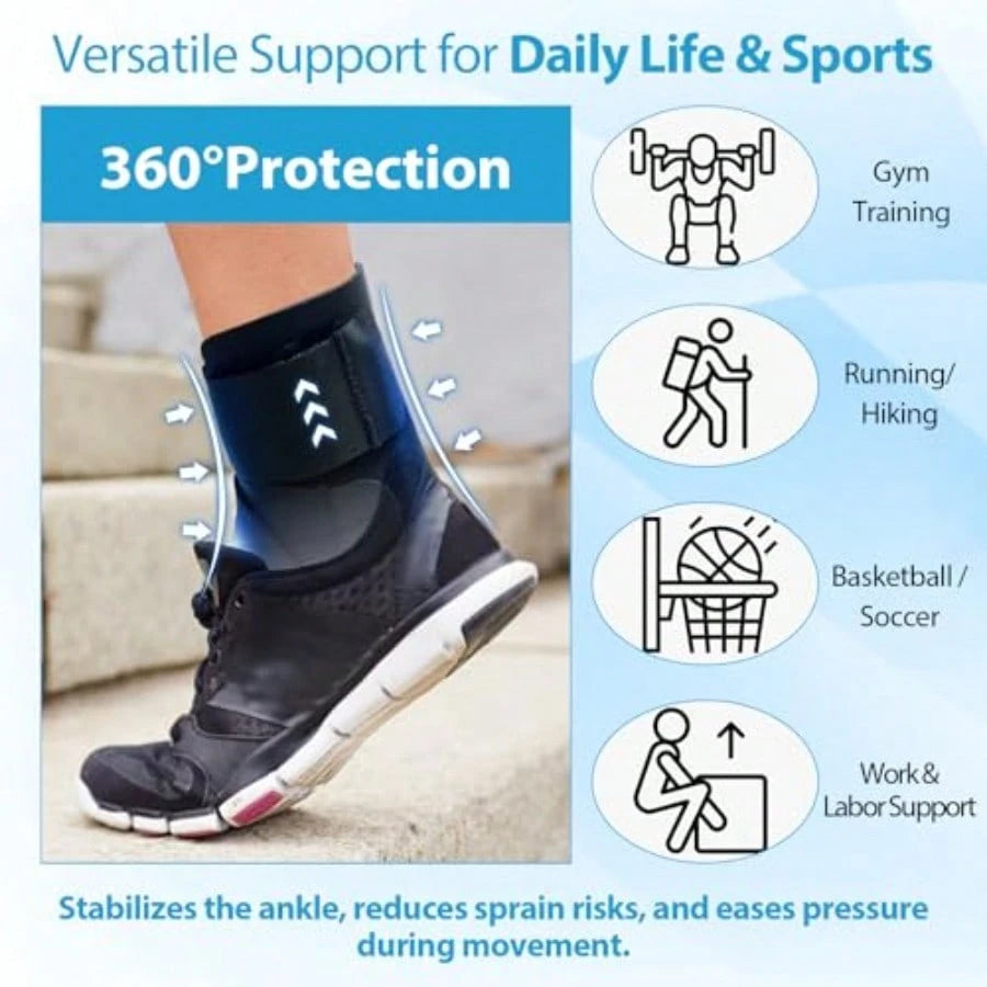 Ankle Brace For Men And Women, Compression Ankle Support Brace With Dual-Sided Plastic Stabilizers, Adjustable X-Strap And Open Heel For Sprain Recovery, Foot Discomfort, Sports And Daily Use 1 Pack
