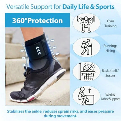 Ankle Brace For Men And Women, Compression Ankle Support Brace With Dual-Sided Plastic Stabilizers, Adjustable X-Strap And Open Heel For Sprain Recovery, Foot Discomfort, Sports And Daily Use 1 Pack