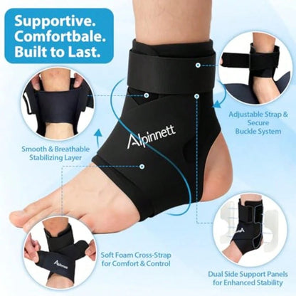 Ankle Brace For Men And Women, Compression Ankle Support Brace With Dual-Sided Plastic Stabilizers, Adjustable X-Strap And Open Heel For Sprain Recovery, Foot Discomfort, Sports And Daily Use 1 Pack
