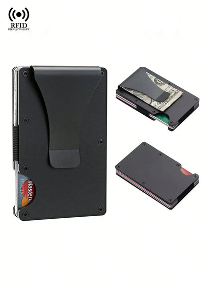 Anti Rfid Credit Card Holder Men Wallet High Quality Slim Thin Metal Bank Cardholder Case Money Clip Black Mini Card Wallet Gift For Men,Father's Day