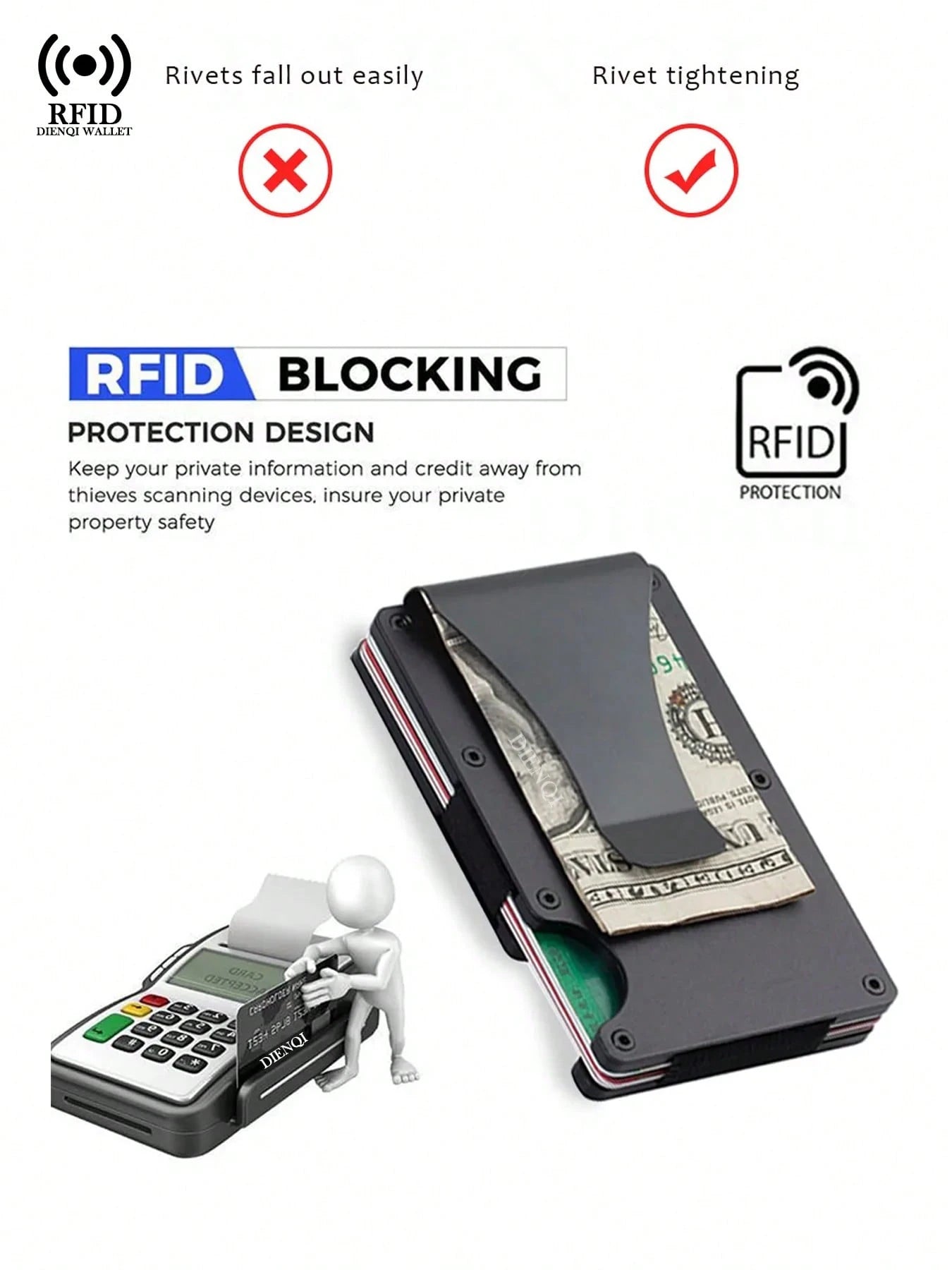 Anti Rfid Credit Card Holder Men Wallet High Quality Slim Thin Metal Bank Cardholder Case Money Clip Black Mini Card Wallet Gift For Men,Father's Day