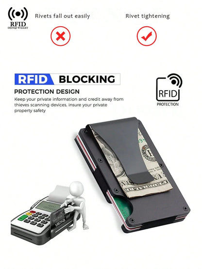 Anti Rfid Credit Card Holder Men Wallet High Quality Slim Thin Metal Bank Cardholder Case Money Clip Black Mini Card Wallet Gift For Men,Father's Day