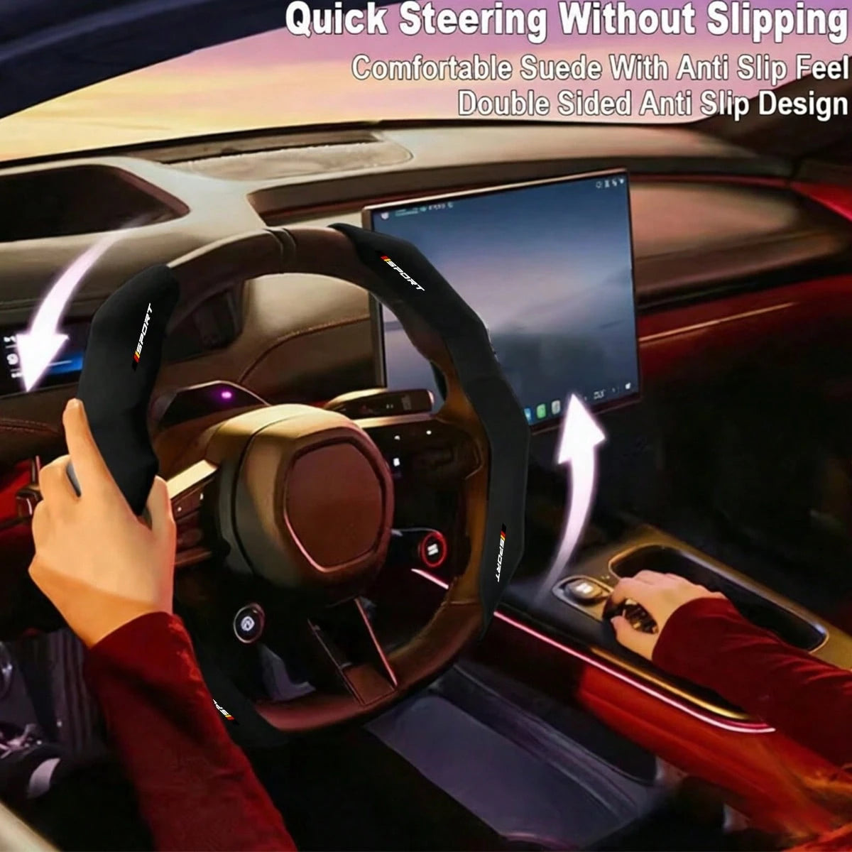 Anti-Slip Elastic Breathable Car Steering Wheel Protector Cover Stylish Auto Interior Decor