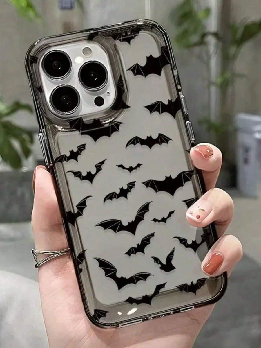 Apple Halloween 1pc Black Bat Pattern Anti-Drop Shockproof Phone Case Compatible With Iphone 11/12/13/14/15Pro/15Plus/15Pro Max Waterproof Scratch Resistant