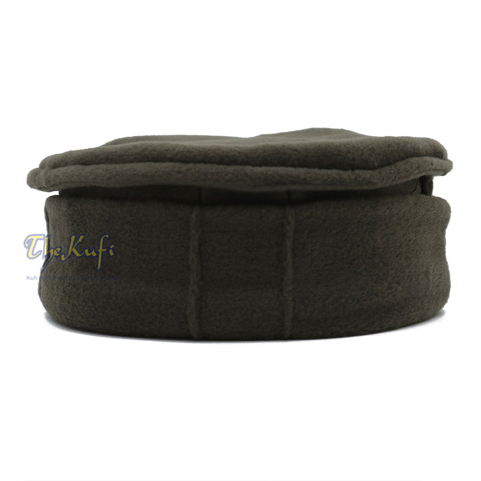 Army Green Afghani Pakol Stretchable Faux Wool Soft Mujahidin Kufi Hat