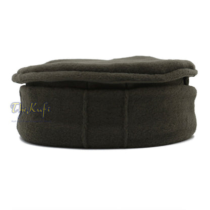 Army Green Afghani Pakol Stretchable Faux Wool Soft Mujahidin Kufi Hat