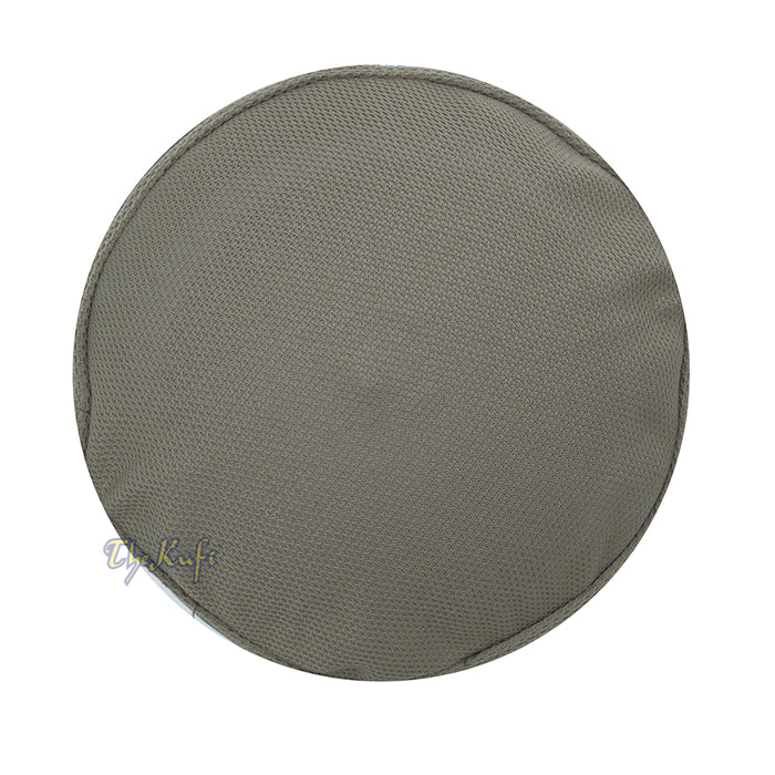 Army Green with Gray Madun Vented Top Pliable Two-Color Round Kufi Hat