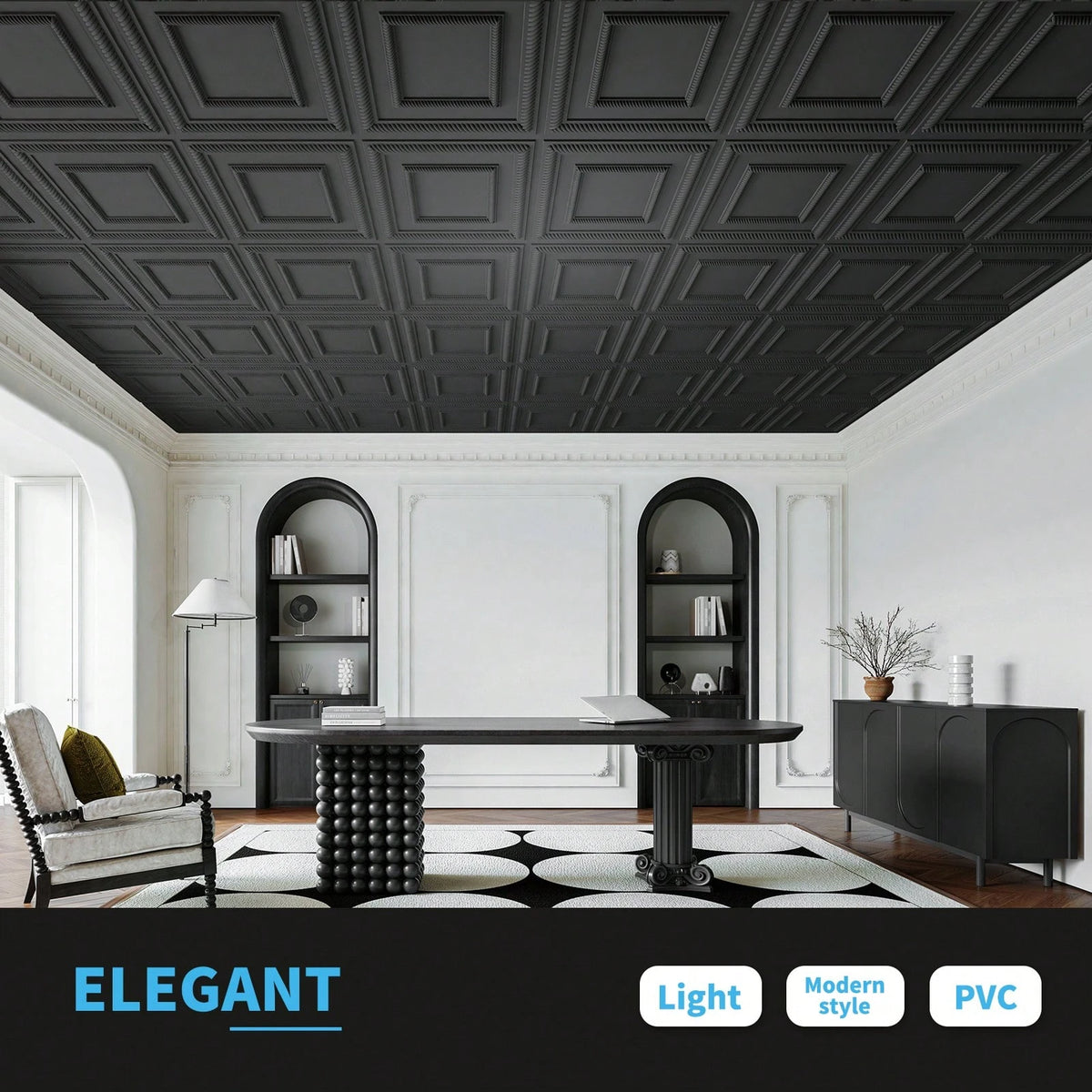 Art3d 12 Pack 24"X24" PVC Lightweight Drop Ceiling Tile, 2x2 Ft Water-Resistant Ceiling Panels To Prevent Breakage