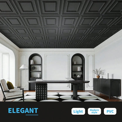 Art3d 12 Pack 24"X24" PVC Lightweight Drop Ceiling Tile, 2x2 Ft Water-Resistant Ceiling Panels To Prevent Breakage