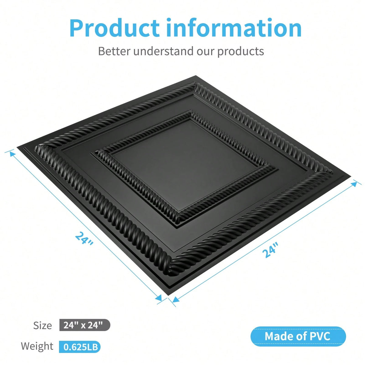 Art3d 12 Pack 24"X24" PVC Lightweight Drop Ceiling Tile, 2x2 Ft Water-Resistant Ceiling Panels To Prevent Breakage