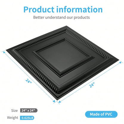 Art3d 12 Pack 24"X24" PVC Lightweight Drop Ceiling Tile, 2x2 Ft Water-Resistant Ceiling Panels To Prevent Breakage