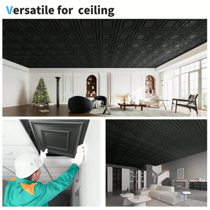 Art3d 12 Pack 24"X24" PVC Lightweight Drop Ceiling Tile, 2x2 Ft Water-Resistant Ceiling Panels To Prevent Breakage