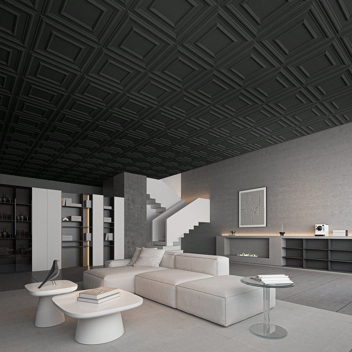 Art3d 12 Pack 24"X24" PVC Lightweight Drop Ceiling Tile, 2x2 Ft Water-Resistant Ceiling Panels To Prevent Breakage