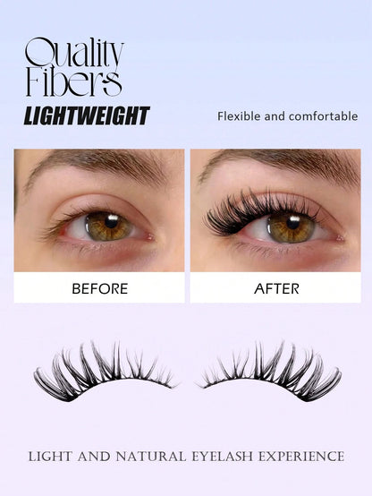 Asiteo 7 Pairs Cat Eye False Eyelashes, Natural & Delicate, Criss-Cross Fluffy, Curled Corners, Suitable For Daily Wear And Commuting