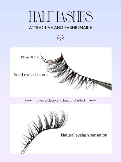 Asiteo 7 Pairs Cat Eye False Eyelashes, Natural & Delicate, Criss-Cross Fluffy, Curled Corners, Suitable For Daily Wear And Commuting