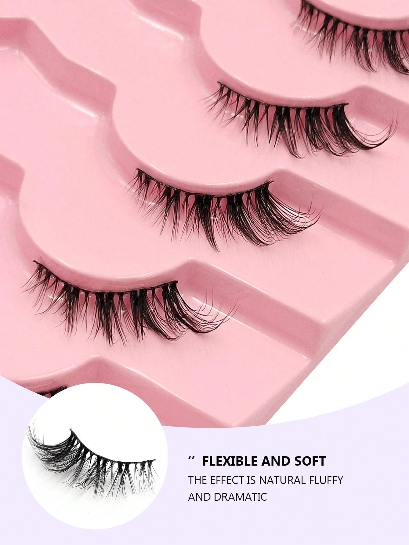 Asiteo 7 Pairs Cat Eye False Eyelashes, Natural & Delicate, Criss-Cross Fluffy, Curled Corners, Suitable For Daily Wear And Commuting