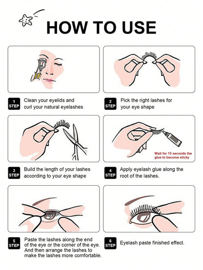 Asiteo 7 Pairs Cat Eye False Eyelashes, Natural & Delicate, Criss-Cross Fluffy, Curled Corners, Suitable For Daily Wear And Commuting
