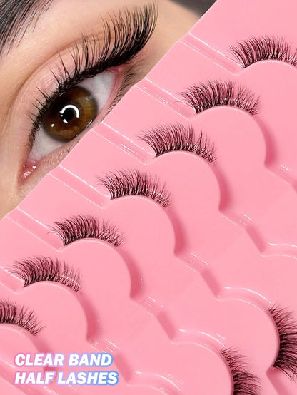 Asiteo 7 Pairs Cat Eye False Eyelashes, Natural & Delicate, Criss-Cross Fluffy, Curled Corners, Suitable For Daily Wear And Commuting