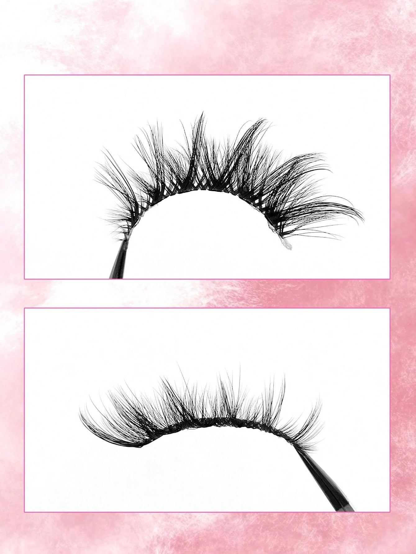 Asiteo 7 Pairs Fluffy Criss-Cross Cat Eye False Eyelashes, Transparent Eyelash Stem, Natural Thin Eyelashes, Transparent Eyelash Band, Faux Mink Eyelashes, Soft Curly Eyelashes