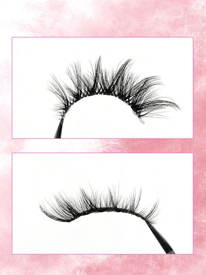 Asiteo 7 Pairs Fluffy Criss-Cross Cat Eye False Eyelashes, Transparent Eyelash Stem, Natural Thin Eyelashes, Transparent Eyelash Band, Faux Mink Eyelashes, Soft Curly Eyelashes