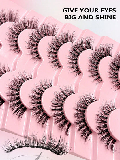 Asiteo 7 Pairs Luxury Fluffy False Eyelashes- Thick & Long, 3D Lashes, Reusable, Soft & Lightweight, Mink-Like Lash Strips For Alluring Eye Makeup