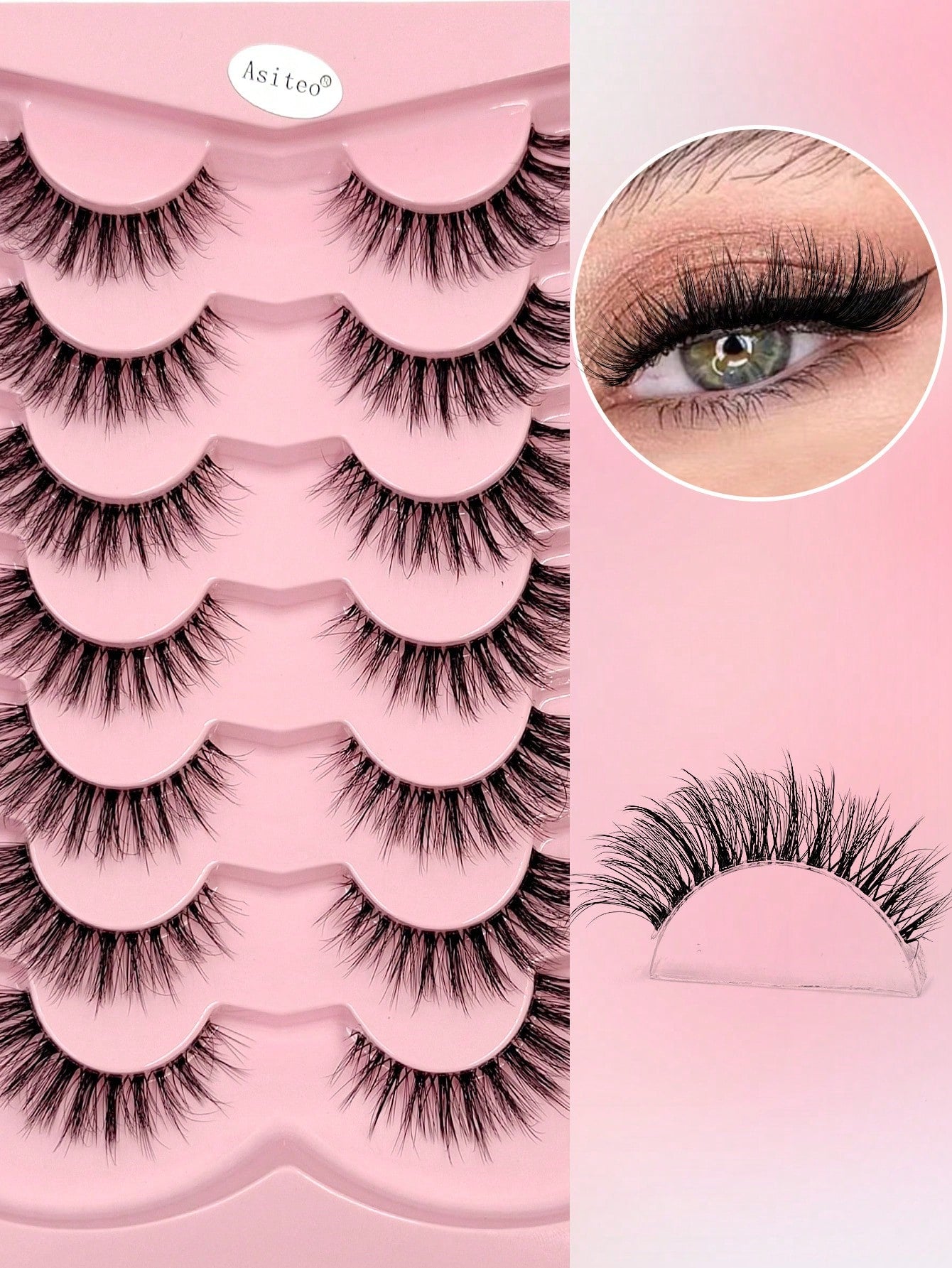 Asiteo 7 Pairs Luxury Fluffy False Eyelashes- Thick & Long, 3D Lashes, Reusable, Soft & Lightweight, Mink-Like Lash Strips For Alluring Eye Makeup