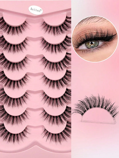 Asiteo 7 Pairs Luxury Fluffy False Eyelashes- Thick & Long, 3D Lashes, Reusable, Soft & Lightweight, Mink-Like Lash Strips For Alluring Eye Makeup