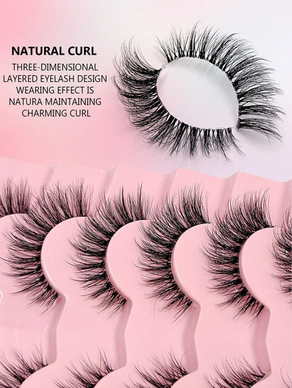 Asiteo 7 Pairs Luxury Fluffy False Eyelashes- Thick & Long, 3D Lashes, Reusable, Soft & Lightweight, Mink-Like Lash Strips For Alluring Eye Makeup