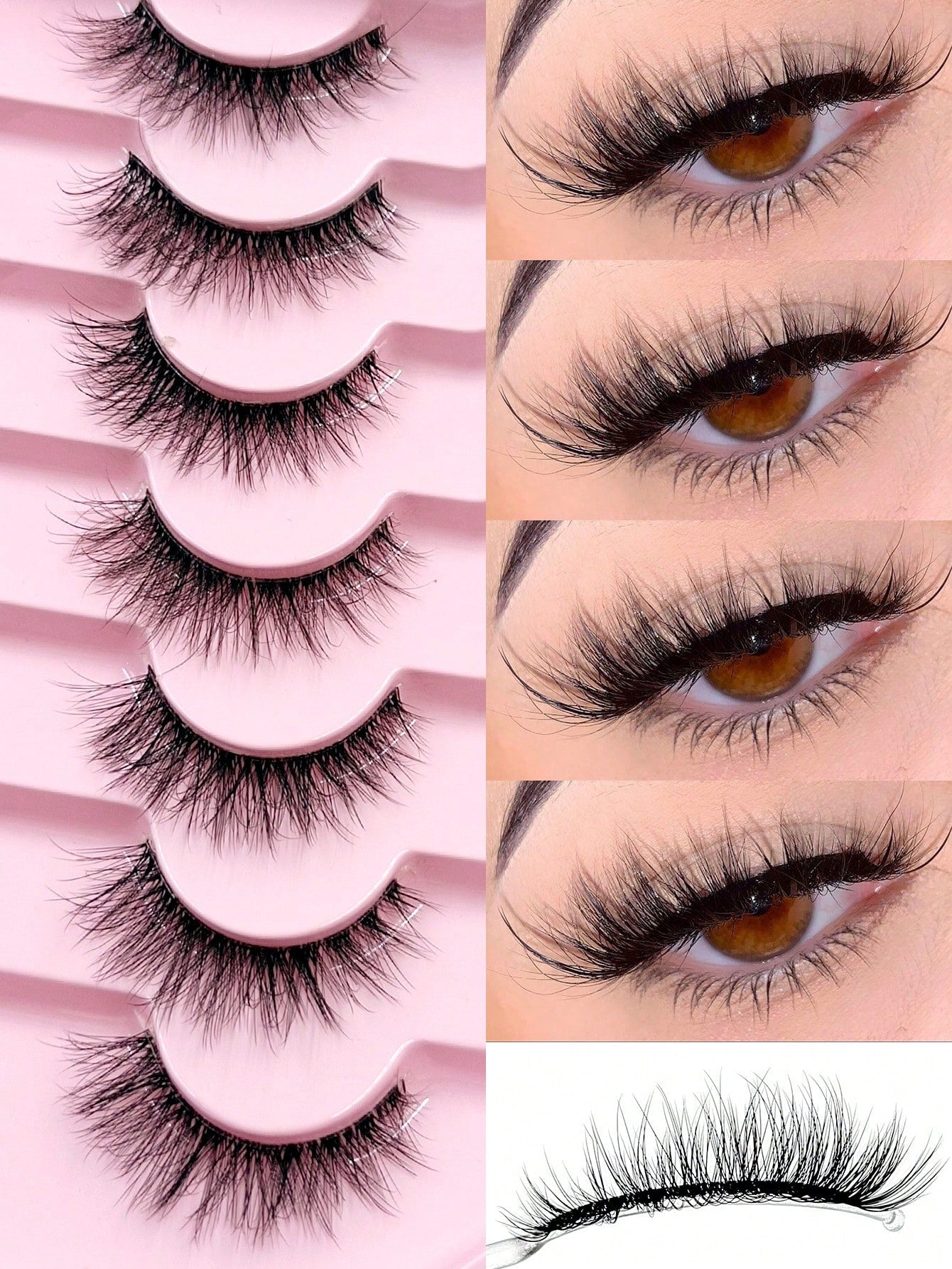 Asiteo 7 Pairs Luxury Fluffy False Eyelashes- Thick & Long, 3D Lashes, Reusable, Soft & Lightweight, Mink-Like Lash Strips For Alluring Eye Makeup