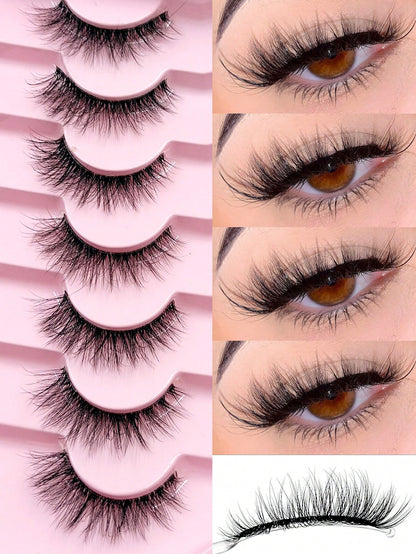 Asiteo 7 Pairs Luxury Fluffy False Eyelashes- Thick & Long, 3D Lashes, Reusable, Soft & Lightweight, Mink-Like Lash Strips For Alluring Eye Makeup
